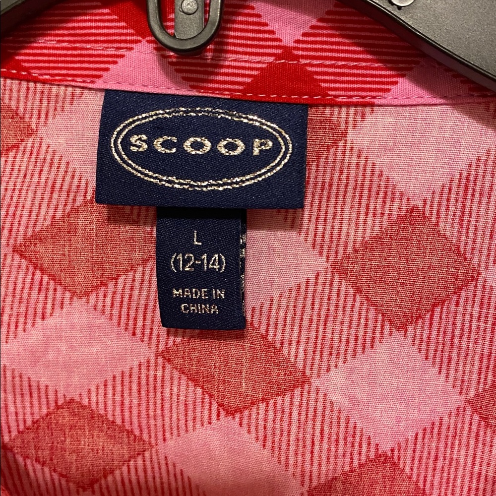 EUC Scoop Women's Side Knot Poplin Midi Shirt Dress Size Large 12-14 w/Pockets - Picture 6 of 13